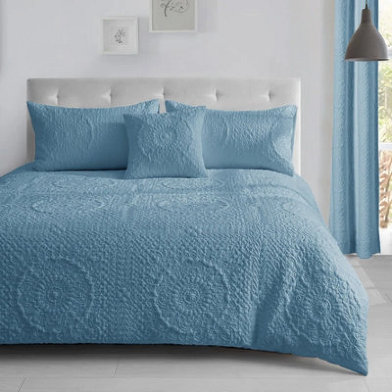 Image of Velosso Pinsonic Design Duvet Cover & Pillowcase Set, Lightweight And Wrinkle-Resistant Fabric, Easy Care And Durable Material - Ocean
