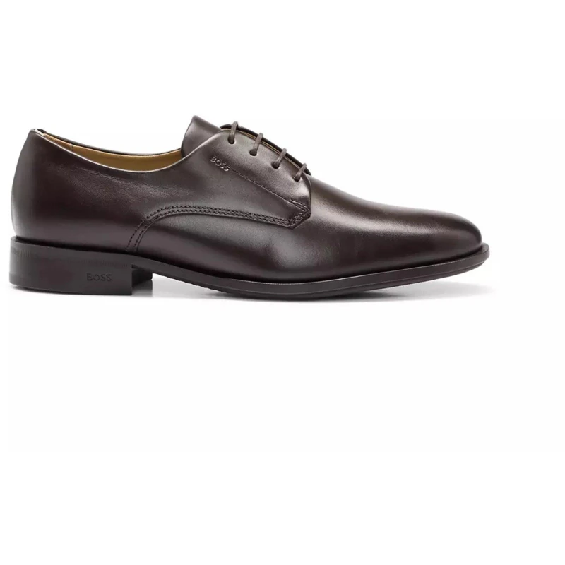 Image of Boss Mens Colby Derby Premium Leather Shoes Dark Brown male N/A