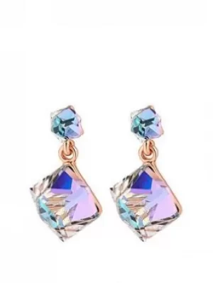 image of Jon Richard SWAROVSKI CUBE DROP EARRING, Silver, Women