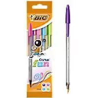 Image of BIC Cristal Fun Ballpoint Pen Broad 0.6mm Assorted Pack of 4