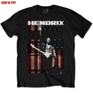 image of Jimi Hendrix - Peace Flag Kids 3 - 4 Years T-Shirt - Black