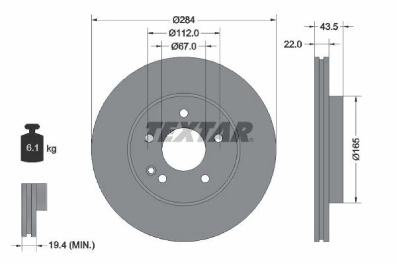 Image of Brake disc TEXTAR 92059405
