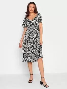 Image of Long Tall Sally Tall Daisy Print Wrap Dress, Black, Size 10, Women