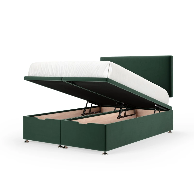 Image of Bedmaster Bedmaster Plush Velvet Ottoman Divan Base And Plain Headboard in Emerald Size: Super King Emerald Super King Unisex 7867870355592
