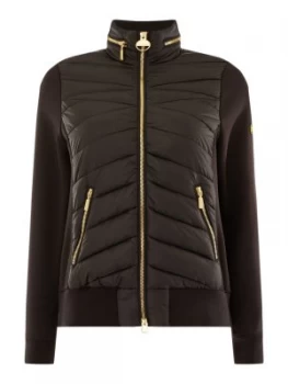 Image of Barbour Quilted Grandstand Patch Zip Up Jacket Black