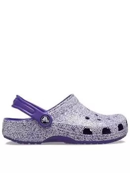 image of Crocs Classic Clog Glitter Sandal, Purple, Size 12 Younger