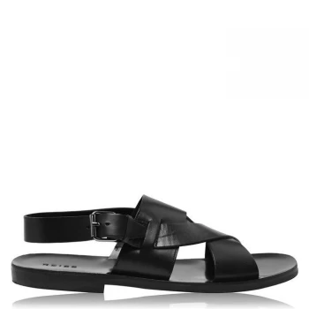 image of Reiss Mari Leather Sandals - Black