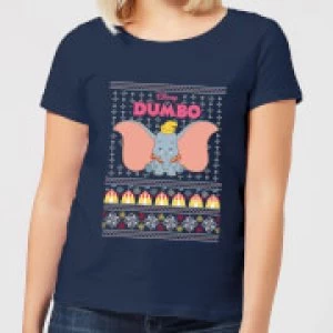 Image of Disney Classic Dumbo Womens Christmas T-Shirt - Navy - L