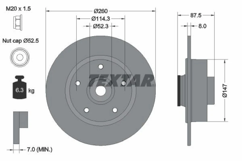 Image of Brake disc TEXTAR 92295203