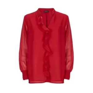 image of James Lakeland Chiffon Ruffle Blouse - Red