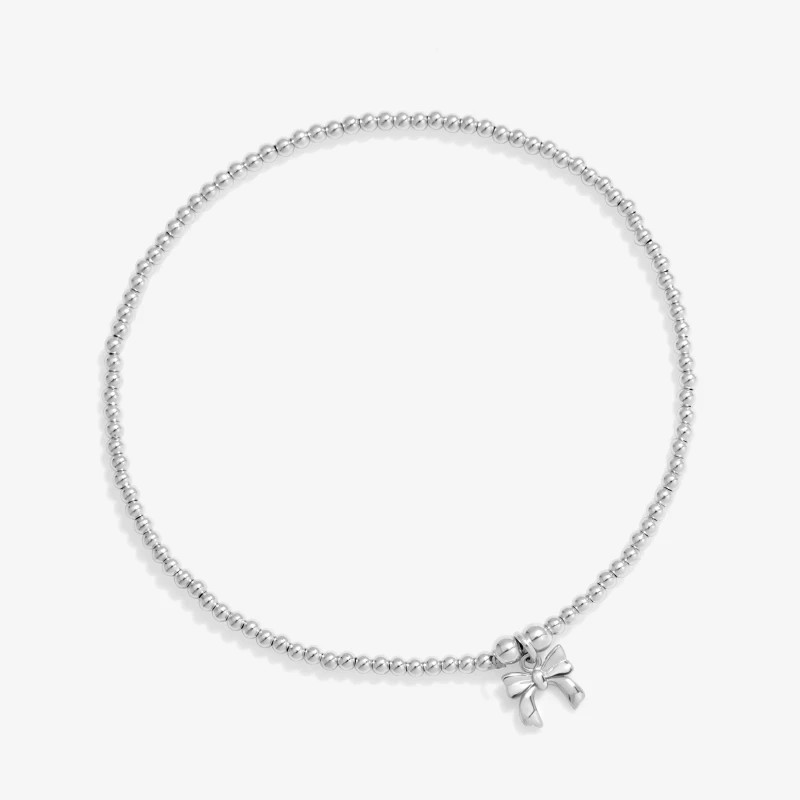 Image of Simply Silver Sterling Silver 925 Bow Charm Stretch Bracelet Silver