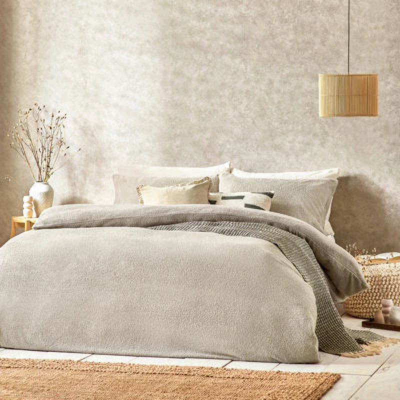 Image of Boucle Duvet Cover Set Greige, Greige / Super King