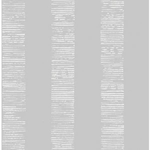 Image of Boutique Mara Stripe Silver Decorative Wallpaper - 10m
