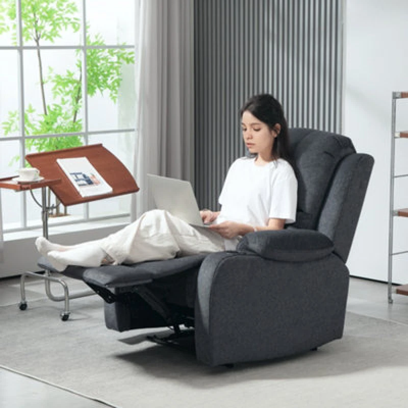 Image of HOMCOM Recliner Armchair for Living Room - Recliner Chair with Cup Holder - Black TJ Hughes Grey 5061025082216