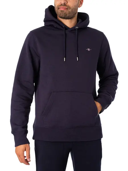 Image of Gant Regular Pullover Hoodie Evening Blue XL