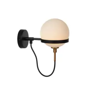 Image of Lucide Feline Vintage Wall Light Bathroom 1xG9 IP44 Black