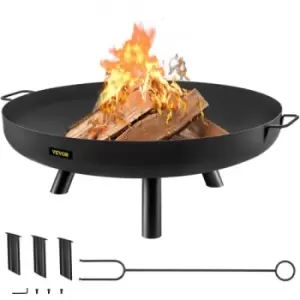 Image of VEVOR Fire Pit Bowl, 28-Inch Deep Round Carbon Steel Fire Bowl, Wood Burning for Outdoor Patios, Backyards & Camping Uses, with A Drain Hole, Portable