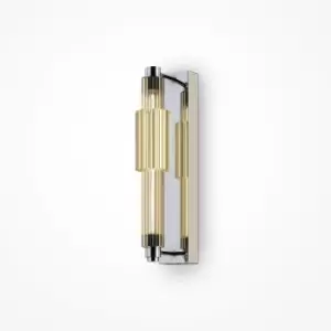 Image of Maytoni Verticale Modern Integrated LED Wall Lamp Chrome, Cognac Shade, 3000K