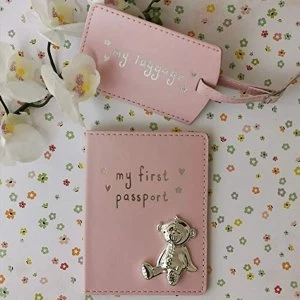 Image of Button Corner Pink My First Passport & Luggage Tag