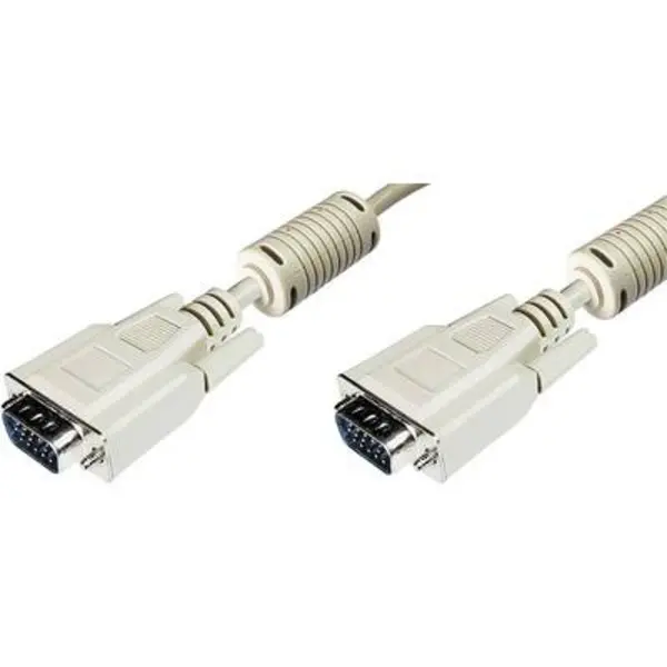 Image of Digitus Digitus VGA Cable VGA 15-pin plug, VGA 15-pin plug 5m Grey AK-310103-050-E screwable, incl. ferrite core VGA cable AK-310103-050-E