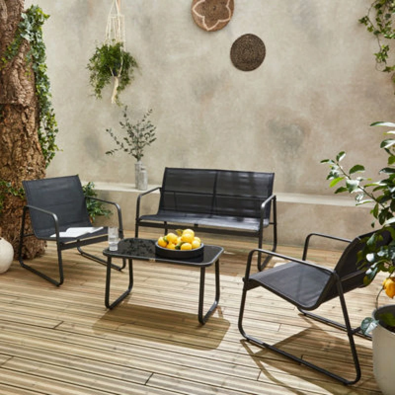 Image of Sweeek - 4-Seater Metal Garden Sofa Set Silvi Anthracite 77X114X76 Cm