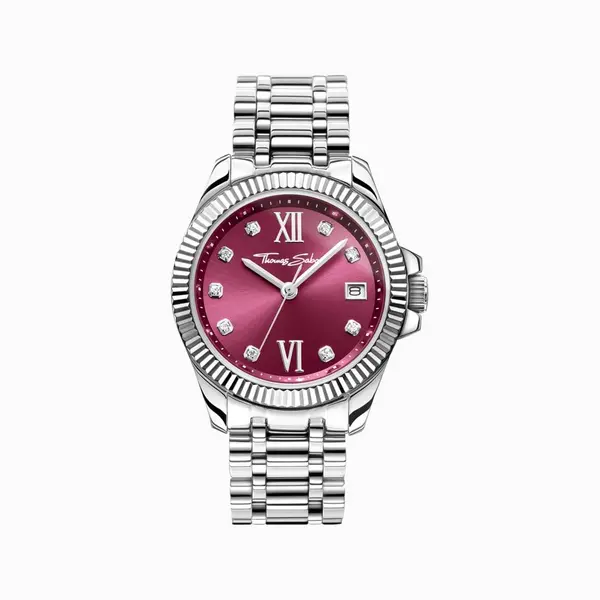 image of Thomas Sabo Watches Stainless Steel Case Divine Burgundy White Stones