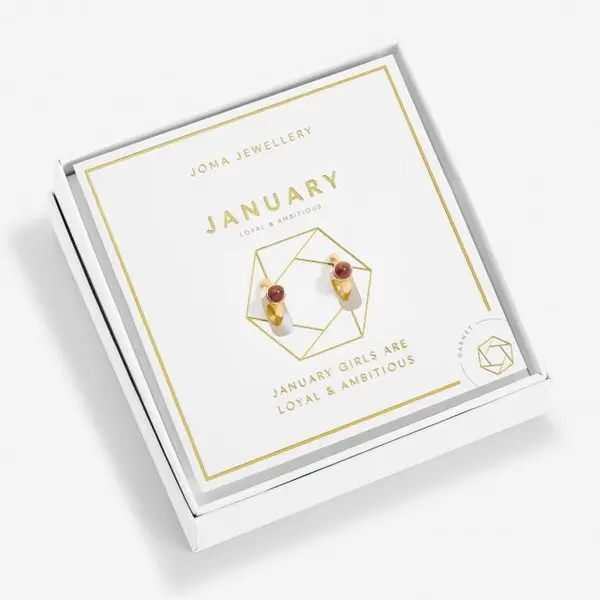 Image of Birthstone Hoop Earring January Gold Plated Earrings 6747
