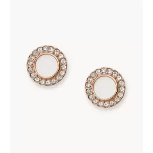 Image of Fossil Womens Val Stone Glitz Studs - Rose Gold / White