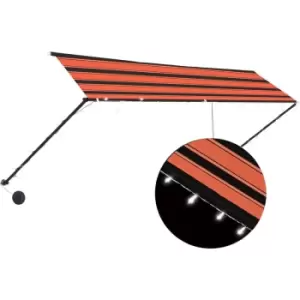 Image of Retractable Awning with LED 400x150cm Orange and Brown Vidaxl Multicolour