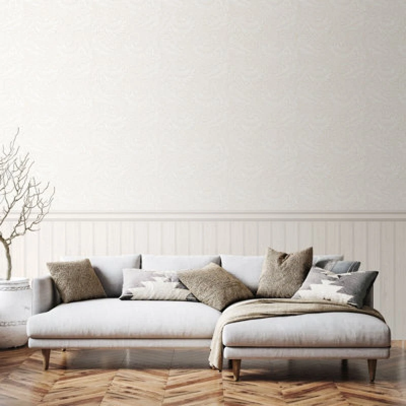 Image of Hoopla Walls Tongue And Groove Fern- Washed White (10M Wallpaper)