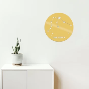 Image of Aquar?us Horoscope - Gold Gold Decorative Metal Wall Accessory