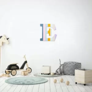 Image of Alphabet E Multicolor Decorative Wooden Wall Accessory