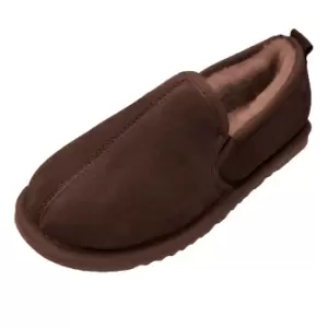 Image of Eastern Counties Leather Mens Sheepskin Lined Soft Suede Sole Slippers (10 UK) (Chocolate)