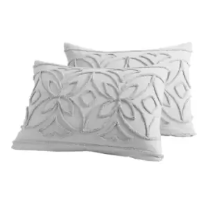 Image of Peri Home Chenille Border Cotton Standard P/Case - Grey