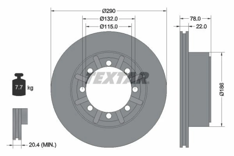 Image of Brake disc TEXTAR 93117600