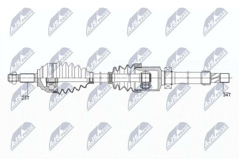 Image of NTY NPW-RE-149 Drive shaft Front Axle Right, with bearing(s) Drive Shaft (13)