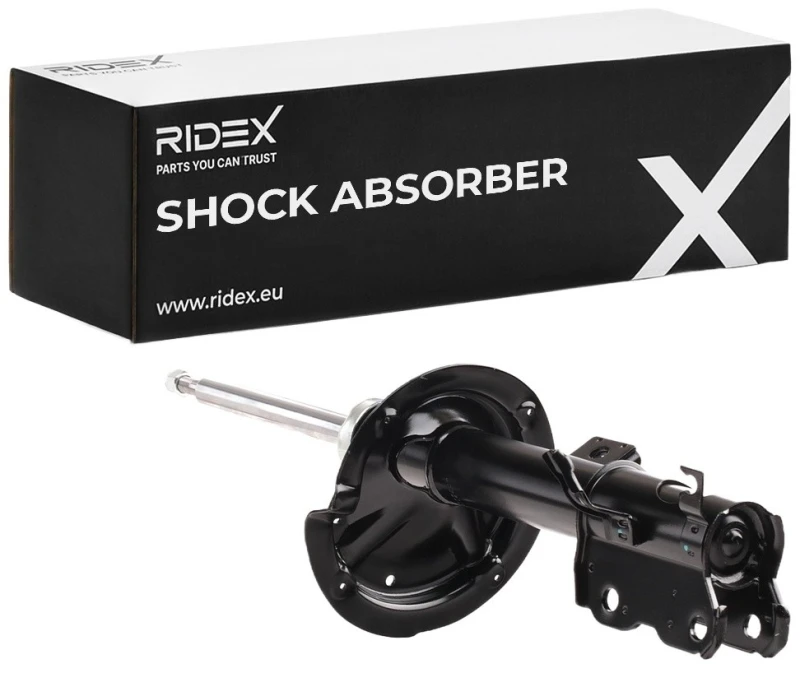 Image of RIDEX 854S0818 Shock absorber Front Axle Right, Gas Pressure, Twin-Tube, Suspension Strut, Bottom Clamp Shock Absorber (854)