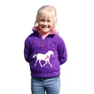 image of British Country Collection Childrens/Kids Champion Pony Fleece Top (S) (Purple/Fuchsia)