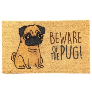 Image of Beware of the Pug Coir Door Mat
