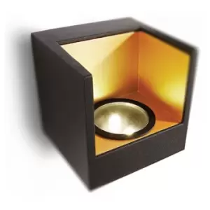 image of Philips Mathea Switched Wall Light 2 x 25.W Black/Gold Finish - 690863016