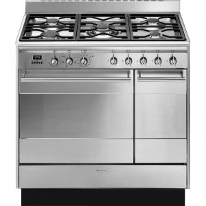 image of SMEG Concert SUK92MX9-1 90cm Dual Fuel Range Cooker - Stainless Steel - A/A Rated