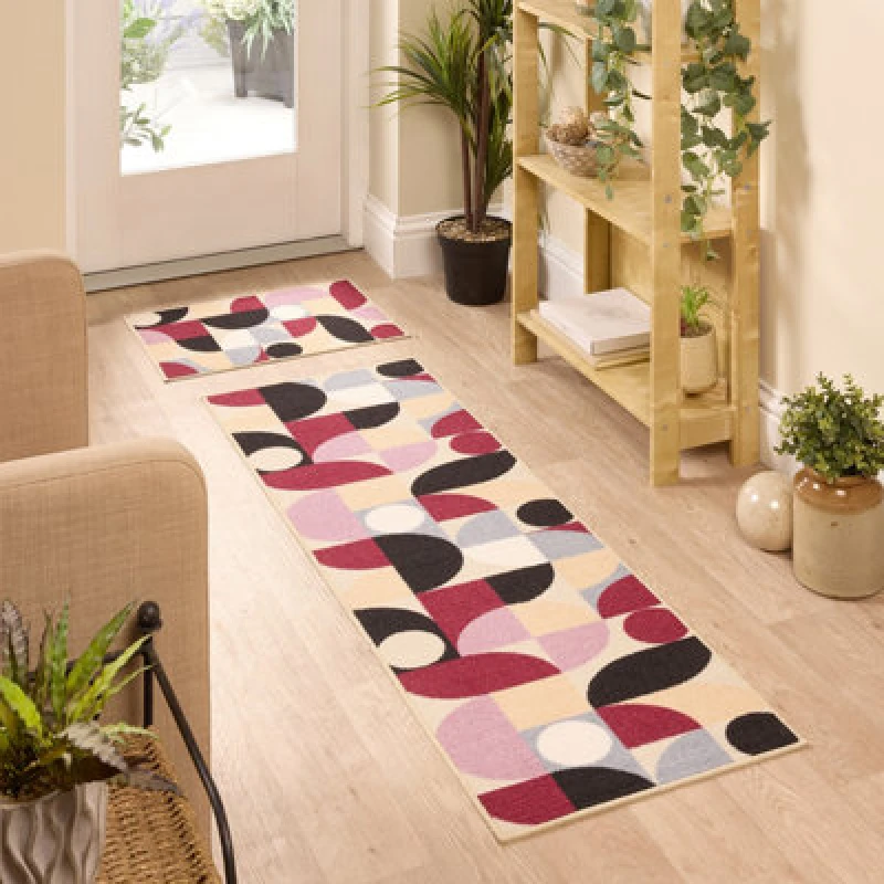 Image of My Mat Printed Loop Purple Geo 2pcs Door Mats 40x60 &50x150cm Multi 71755204000