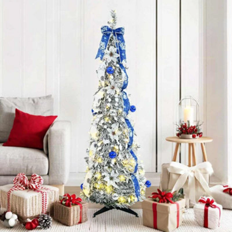 Image of Vidaxl Artificial Christmas Tree With 100 Leds White 150 Cm Pvc