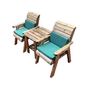 Image of Charles Taylor 2 Seater Companion Set with Green Seat Pads Dark Green