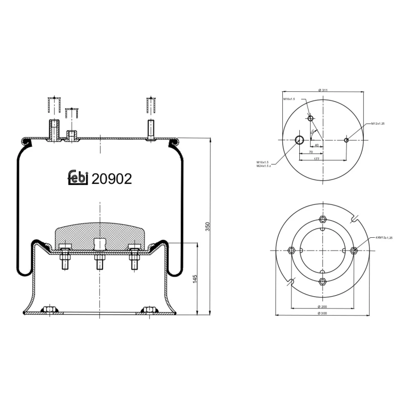 Image of FEBI BILSTEIN 20902 Boot, air suspension Rear Axle Right Boot,air suspension (324)