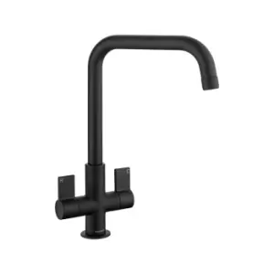 Image of Rangemaster Aquaquad Matte Black Dual Lever Kitchen Tap