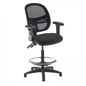 image of Jota mesh back draughtsmans chair with adjustable arms - Havana Black