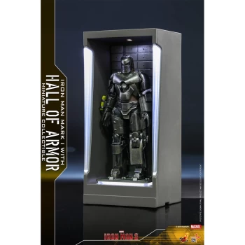 Image of Hot Toys Marvel Miniature Figure: Iron Man 3 - Iron Man Mark 1 (with Hall of Armor)