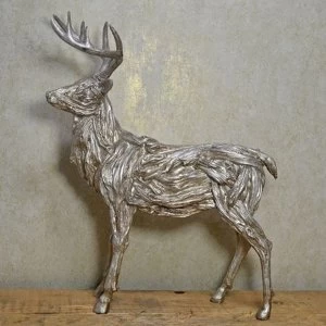 image of Winter Deer Standing Christmas Silver Ornament