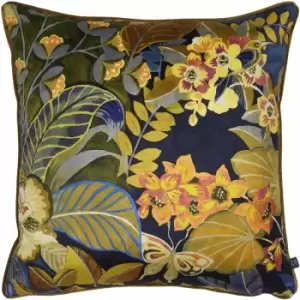 Image of Prestigious Textiles Hidden Paradise Floral Cushion Cover (55cm x 55cm) (Midnight) - Midnight